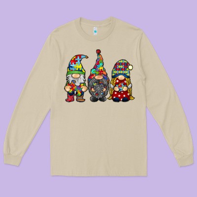 Autism Gnomies Long Sleeve Tee Designed By Racoondesign