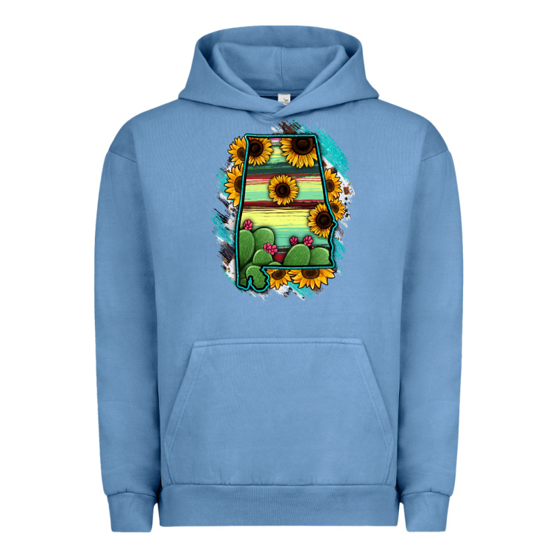 Alabama Map Sunflower Cactus Serape Urban Hoodie by RanaPortraitStore | Teevron