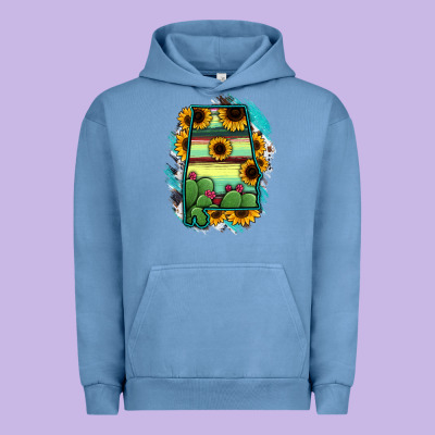 Alabama Map Sunflower Cactus Serape Urban Hoodie Designed By Ranaportraitstore