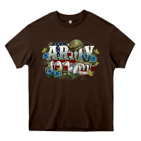 Chocolate Brown Army mom Mother's Day Heavy Core Tee - FaDigitalArtStudio