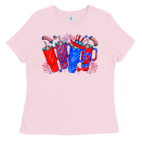 Bubblegum Pink american obsessive cup Ladies Tee - CowhideDigitalArt