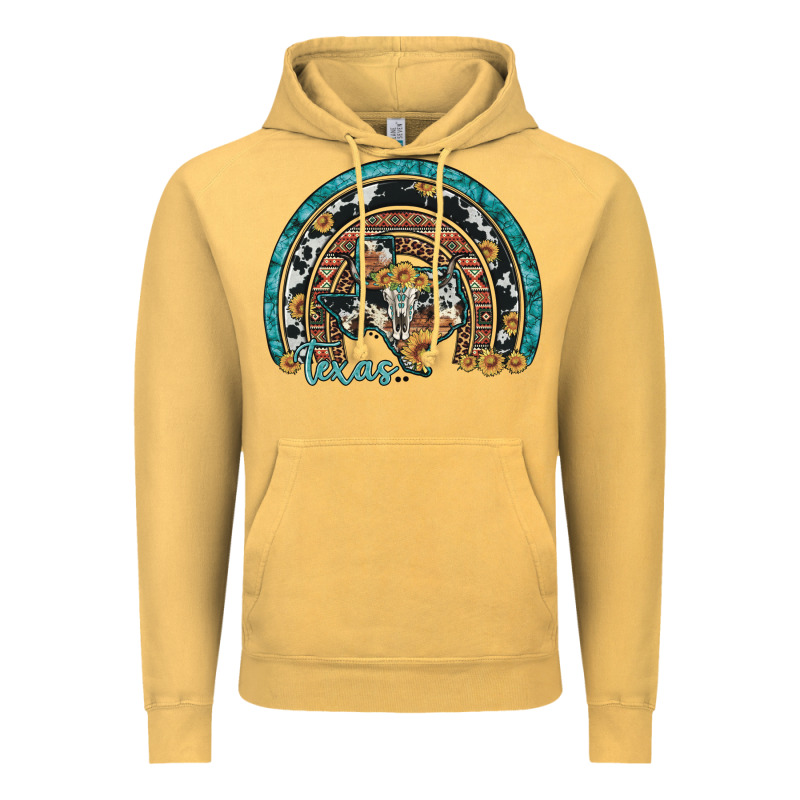 Texas Map Sunflower Leopard Cowhide Aztec Turquoise Gemstone Rainbow Vintage Hoodie by Artiststas | Teevron