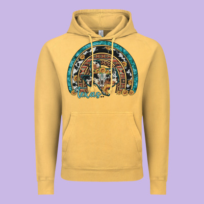 Texas Map Sunflower Leopard Cowhide Aztec Turquoise Gemstone Rainbow Vintage Hoodie Designed By Artiststas