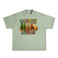Oil Green Campfire Legend Urban Heavy Tee - CowhideDigitalArt