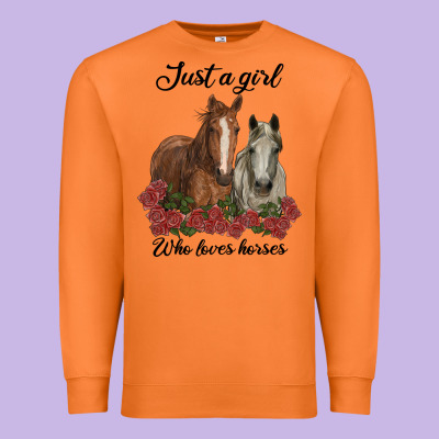 Just A Girl Who Loves Horses No Background Premium Sweatshirt Designed By Ranaportraitstore