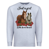 Heather Grey just a girl who loves horses no background Premium Sweatshirt - RanaPortraitStore