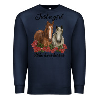 Navy just a girl who loves horses no background Premium Sweatshirt - RanaPortraitStore