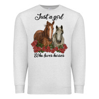Oatmeal Heather just a girl who loves horses no background Premium Sweatshirt - RanaPortraitStore