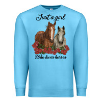 Ocean Blue just a girl who loves horses no background Premium Sweatshirt - RanaPortraitStore
