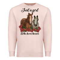 Pale Pink just a girl who loves horses no background Premium Sweatshirt - RanaPortraitStore