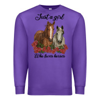 Purple just a girl who loves horses no background Premium Sweatshirt - RanaPortraitStore