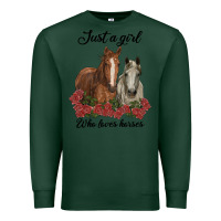 Sports Green just a girl who loves horses no background Premium Sweatshirt - RanaPortraitStore