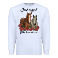 White just a girl who loves horses no background Premium Sweatshirt - RanaPortraitStore