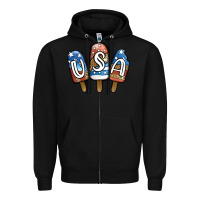 Black USA Patriotic Leopard Popsicles Zipper Hoodie - Jasminsmagicworld