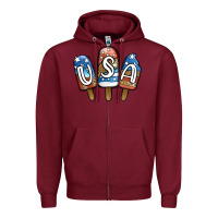 Burgundy USA Patriotic Leopard Popsicles Zipper Hoodie - Jasminsmagicworld