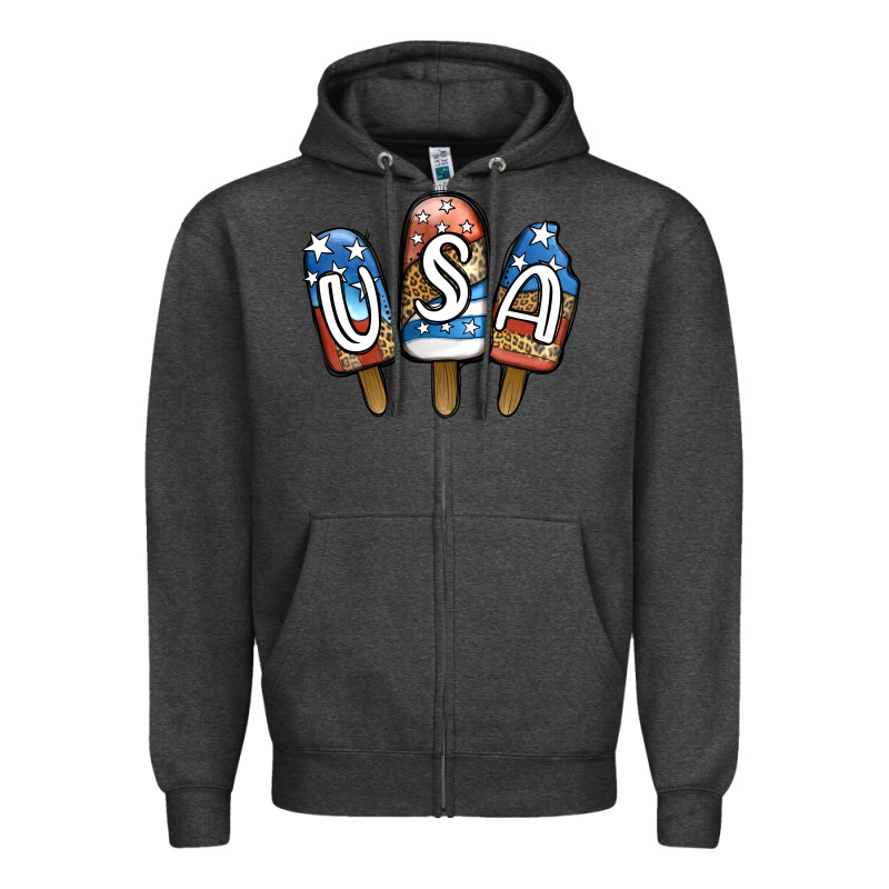 Usa Patriotic Leopard Popsicles Zipper Hoodie by Jasminsmagicworld | Teevron