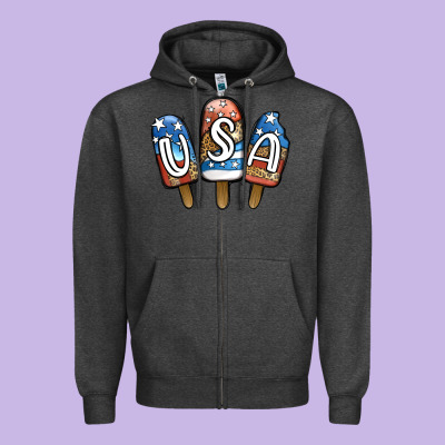 Usa Patriotic Leopard Popsicles Zipper Hoodie Designed By Jasminsmagicworld