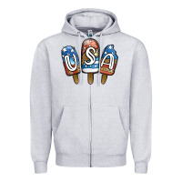 Heather Grey USA Patriotic Leopard Popsicles Zipper Hoodie - Jasminsmagicworld