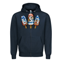 Navy USA Patriotic Leopard Popsicles Zipper Hoodie - Jasminsmagicworld