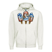 Oatmeal Heather USA Patriotic Leopard Popsicles Zipper Hoodie - Jasminsmagicworld