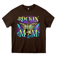 Chocolate Brown Rockin' the mom Mother's Day Heavy Core Tee - FaDigitalArtStudio