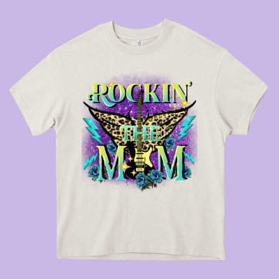 Rockin' The Mom Mother's Day Heavy Core Tee Designed By Fadigitalartstudio