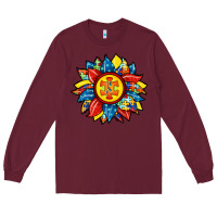 Burgundy autism sunflower Long Sleeve Tee - RacoonDesign