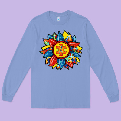 Autism Sunflower Long Sleeve Tee Designed By Racoondesign
