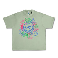 Oil Green bon voyage travel stamp t shirt Urban Heavy Tee - linhVisuals
