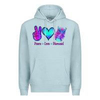 Blue Mist Peace Love Mermaid Premium Hoodie - Jasminsmagicworld