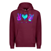 Burgundy Peace Love Mermaid Premium Hoodie - Jasminsmagicworld