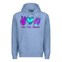 Colony Blue Peace Love Mermaid Premium Hoodie - Jasminsmagicworld