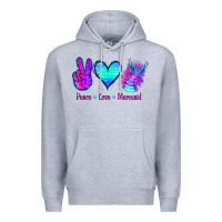 Heather Grey Peace Love Mermaid Premium Hoodie - Jasminsmagicworld