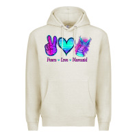 Oatmeal Heather Peace Love Mermaid Premium Hoodie - Jasminsmagicworld