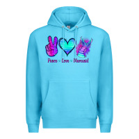 Ocean Blue Peace Love Mermaid Premium Hoodie - Jasminsmagicworld
