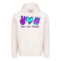 Pale Pink Peace Love Mermaid Premium Hoodie - Jasminsmagicworld
