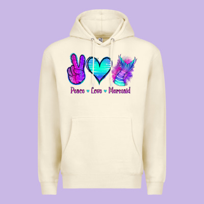 Peace Love Mermaid Premium Hoodie Designed By Jasminsmagicworld