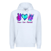White Peace Love Mermaid Premium Hoodie - Jasminsmagicworld