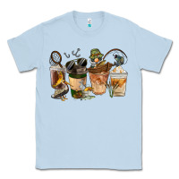 Dusty Blue Fishing Coffee Cups Classic Tee - FaDigitalArtStudio