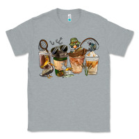Heather Grey Fishing Coffee Cups Classic Tee - FaDigitalArtStudio