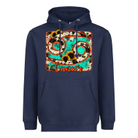 Navy cancer turquoise cowhide Heavyweight Hoodie - RanaPortraitStore