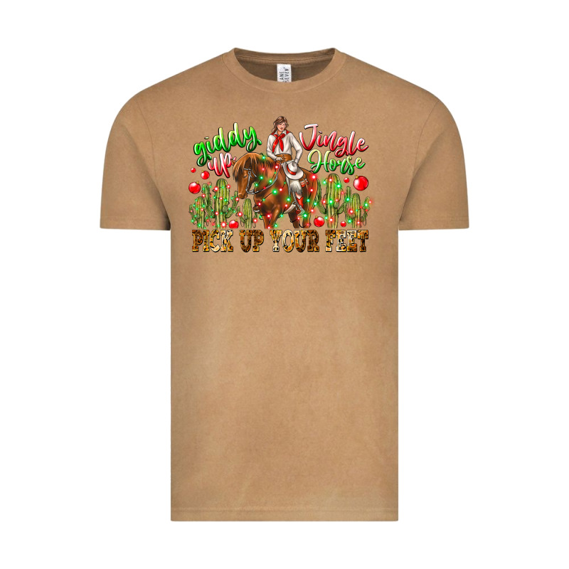 Giddy Up Jingle Horse Pick Up Your Feet Vintage Tee by CowhideDigitalArt | Teevron