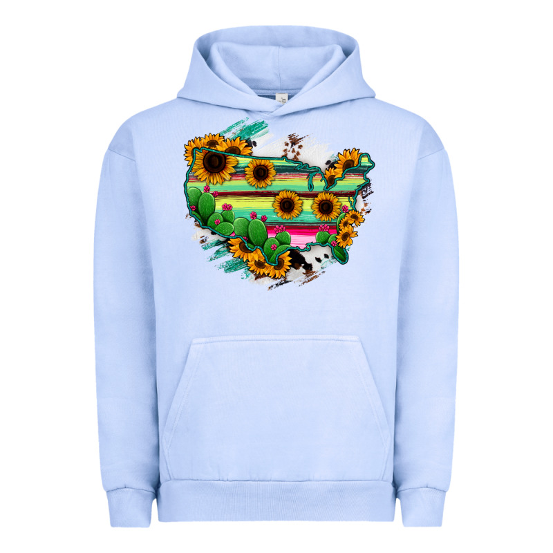 America Map Sunflower Cactus Serape Urban Hoodie by RanaPortraitStore | Teevron