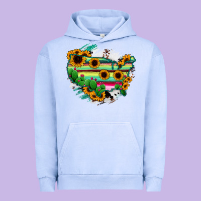 America Map Sunflower Cactus Serape Urban Hoodie Designed By Ranaportraitstore