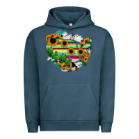 Pigment Midnight Navy America Map Sunflower Cactus Serape Urban Hoodie - RanaPortraitStore