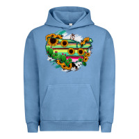 Pigment Pebble Blue America Map Sunflower Cactus Serape Urban Hoodie - RanaPortraitStore