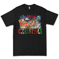 Black Merry Christmas Santa Sleigh Premium Tee - FaDigitalArtStudio