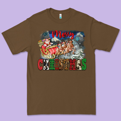 Merry Christmas Santa Sleigh Premium Tee Designed By Fadigitalartstudio