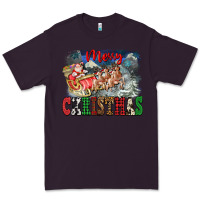Plum Merry Christmas Santa Sleigh Premium Tee - FaDigitalArtStudio