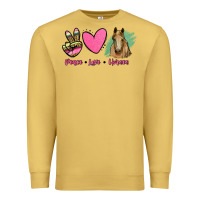 Antique Gold peace love horses Premium Sweatshirt - RanaPortraitStore